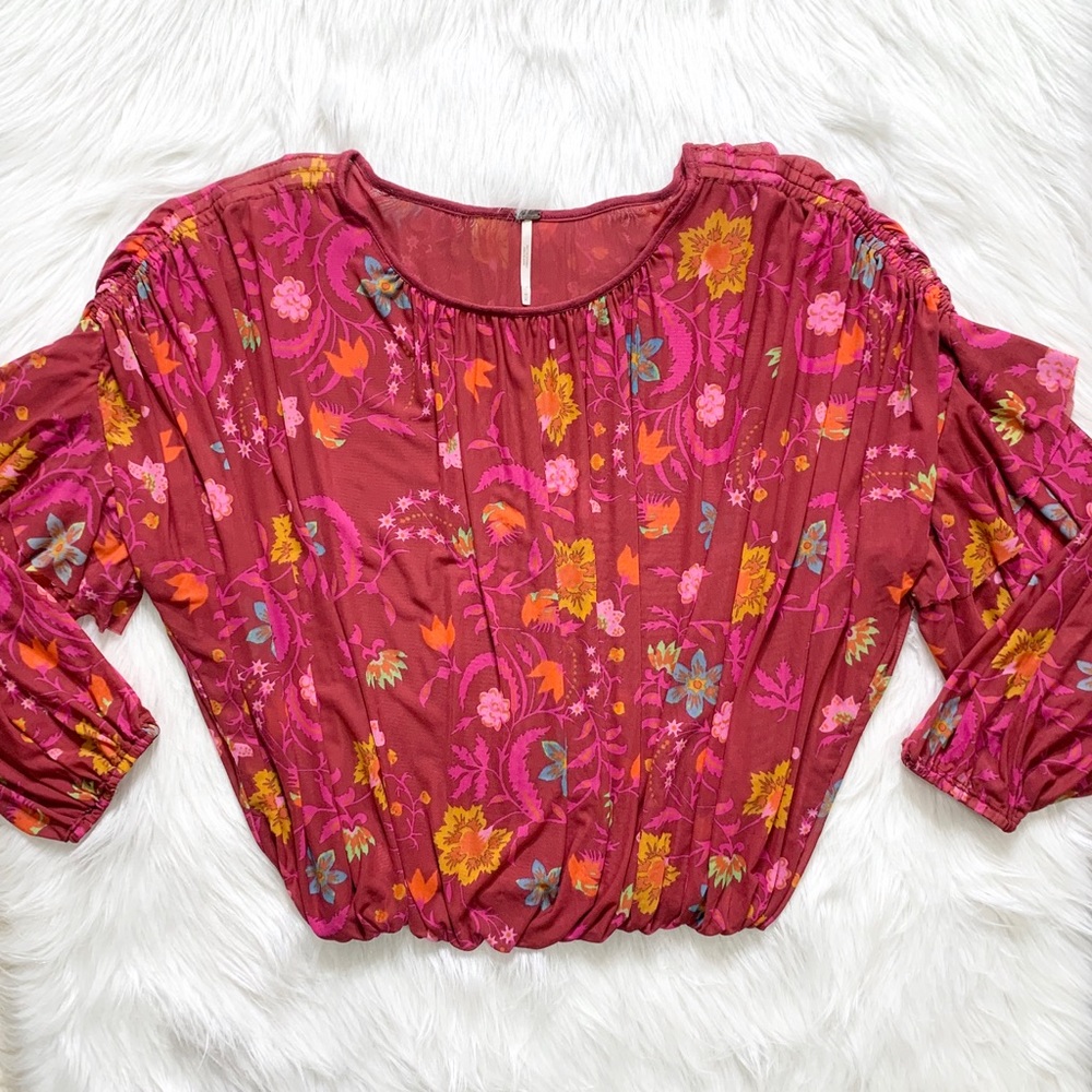 SOLD-Free People Floral Draped Peasant Blouse - Picture 8 of 10